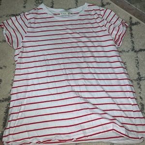 Red and white striped cotton on t shirt